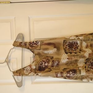 Sleeveless polyester floral geometric print dress